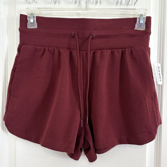 Old Navy Active Extra High-Waisted Dynamic Fleece Shorts Maroon Size Medium NEW - Picture 3 of 6